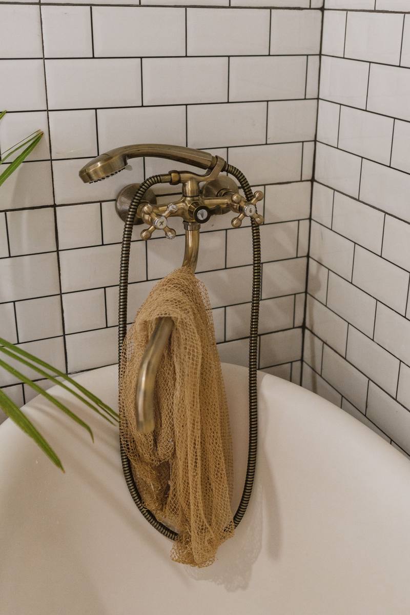 Bronze-finish shower and tap fittings